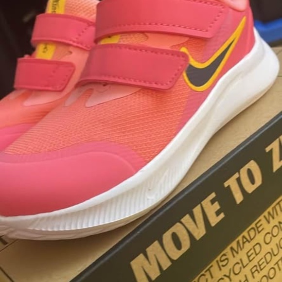 BRAND NEW girl youth nike Nike star runner velcro pink coral shoes size 8 - Picture 7 of 8
